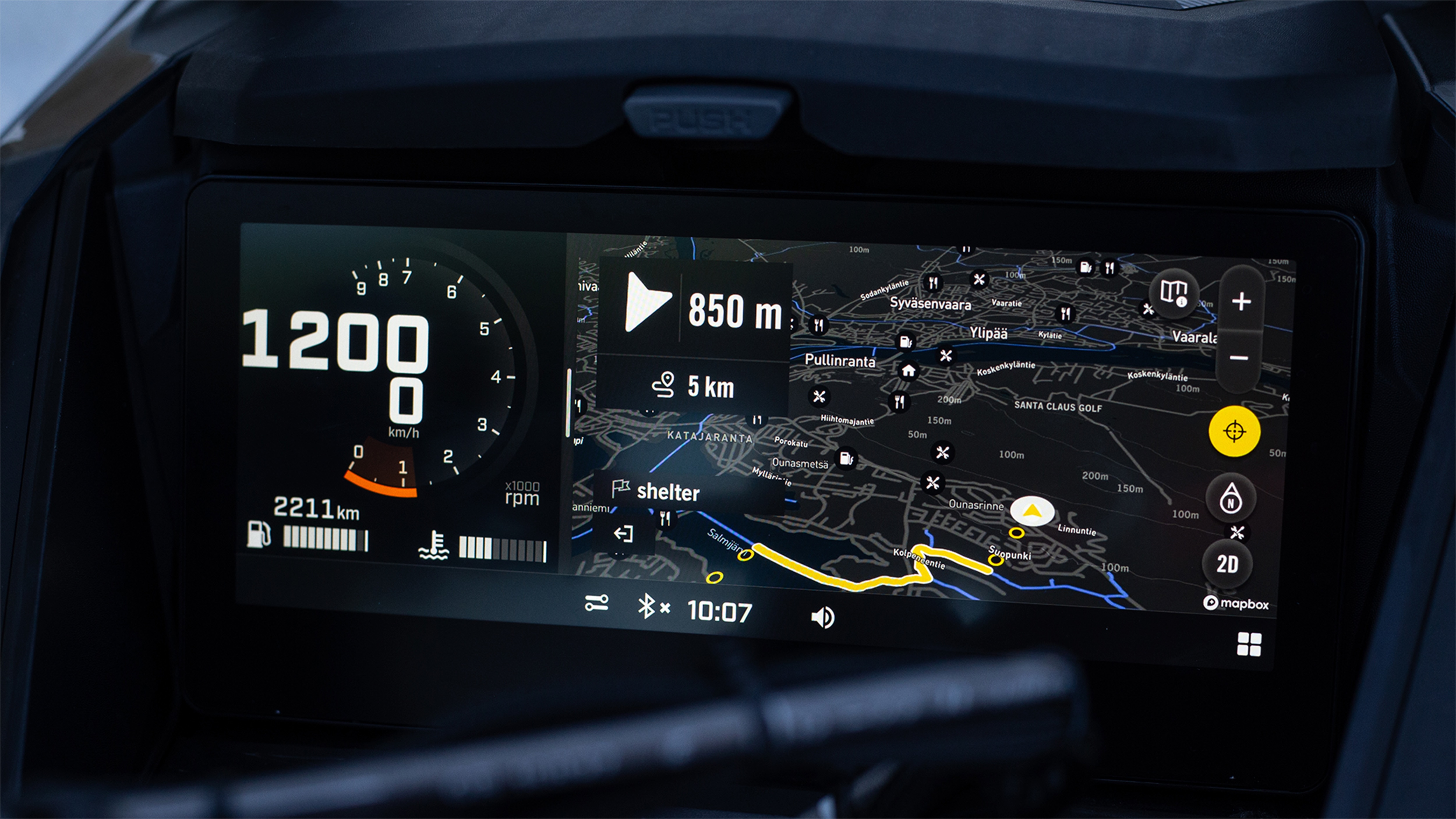 Navigation feature of the 10,25 touchscreen display of the 2024 Lynx Rave RE snowmobile