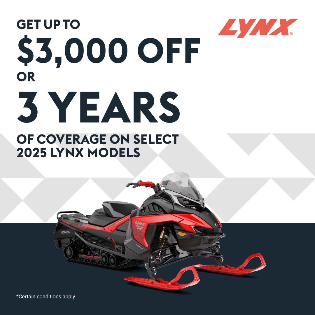 Snowmobile deals and specials offers on select 2025 Lynx models