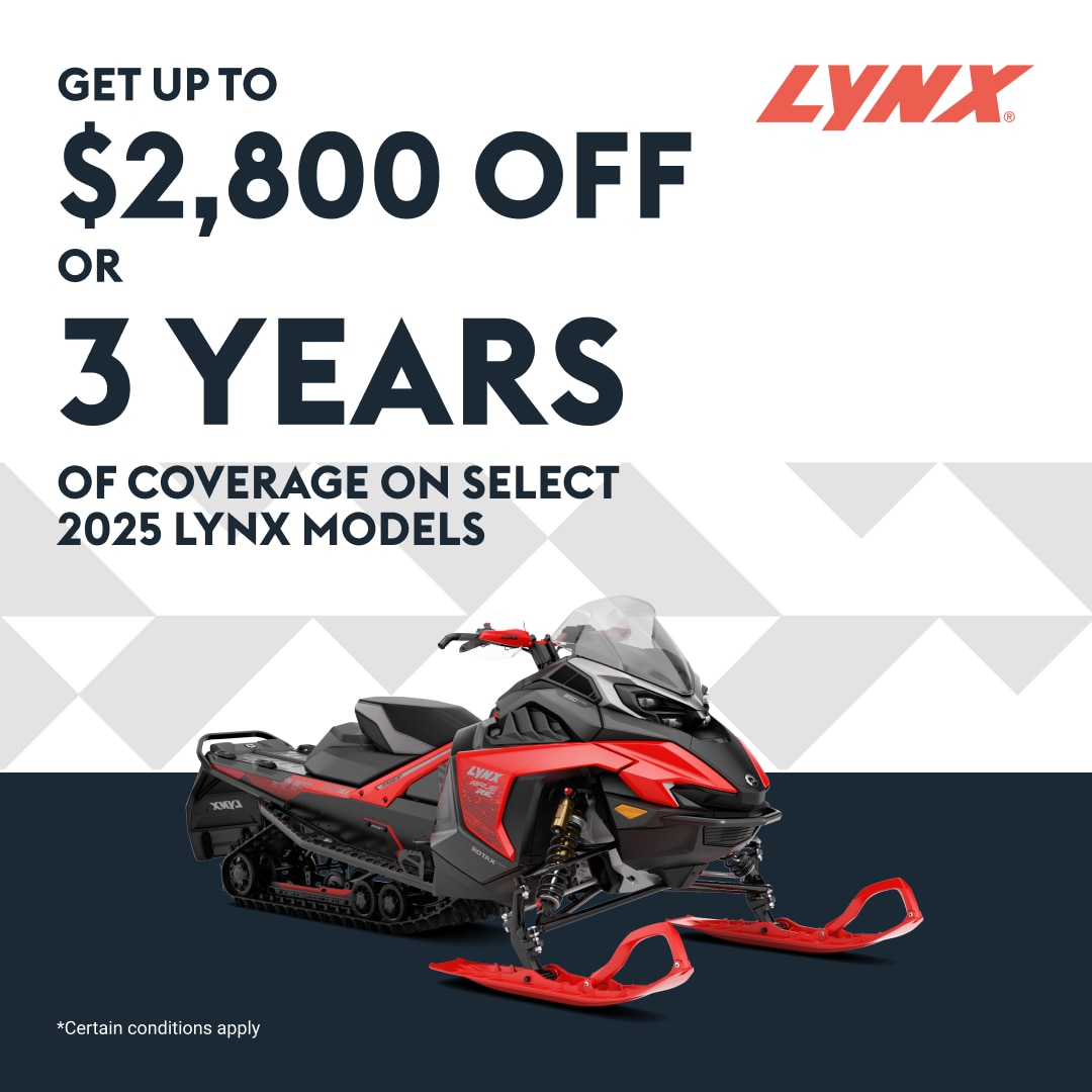 Snowmobile deals and specials offers on select 2025 Lynx models