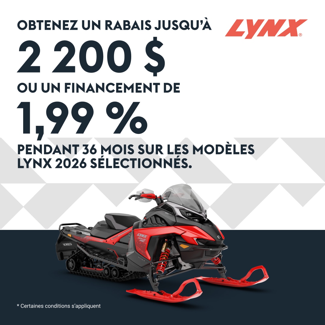 Offres et rabais sur certaines motoneiges Lynx 2026