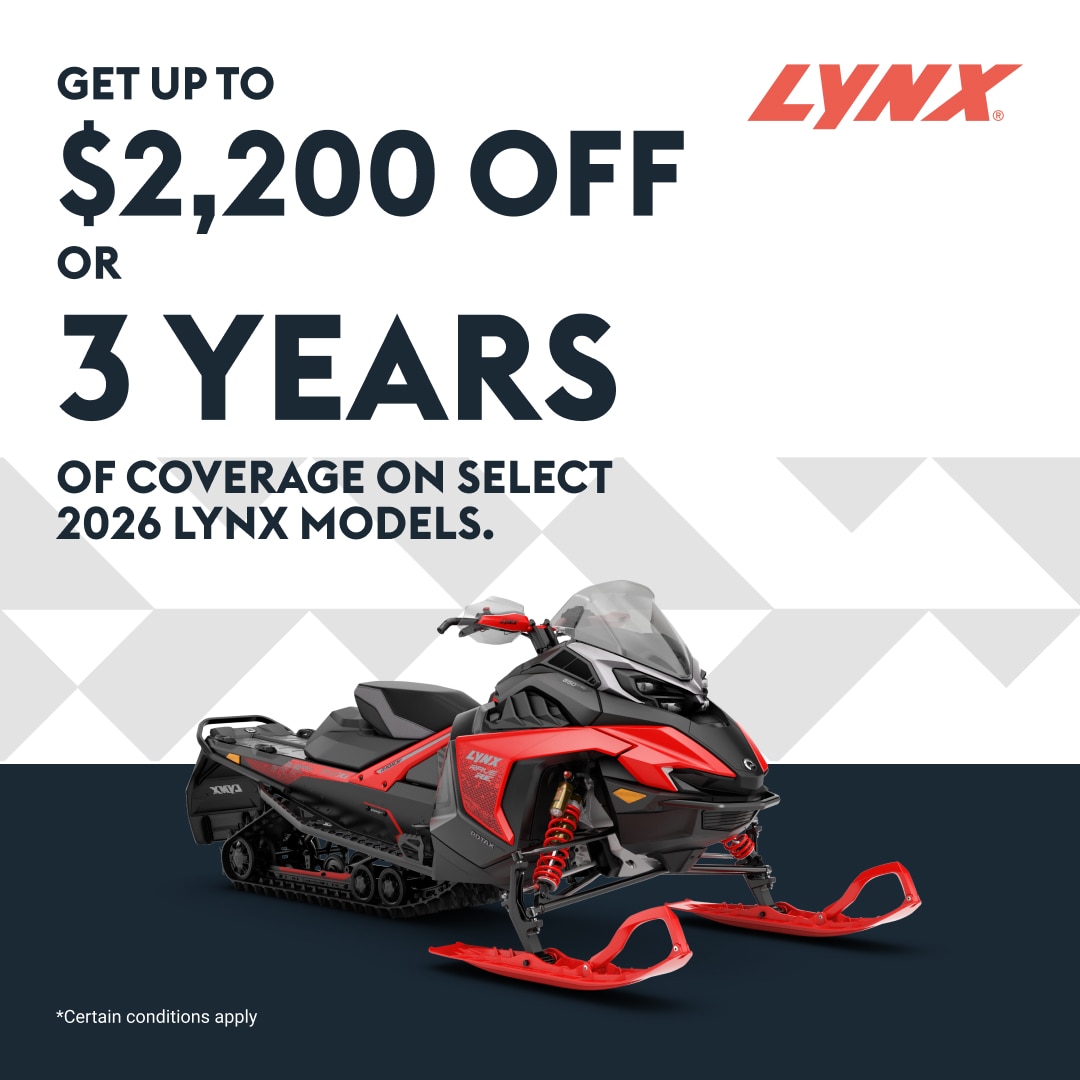 Snowmobile deals and specials offers on select 2026 Lynx models