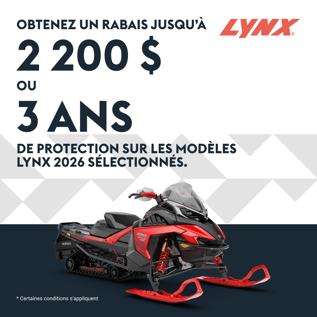 Offres et rabais sur certaines motoneiges Lynx 2026