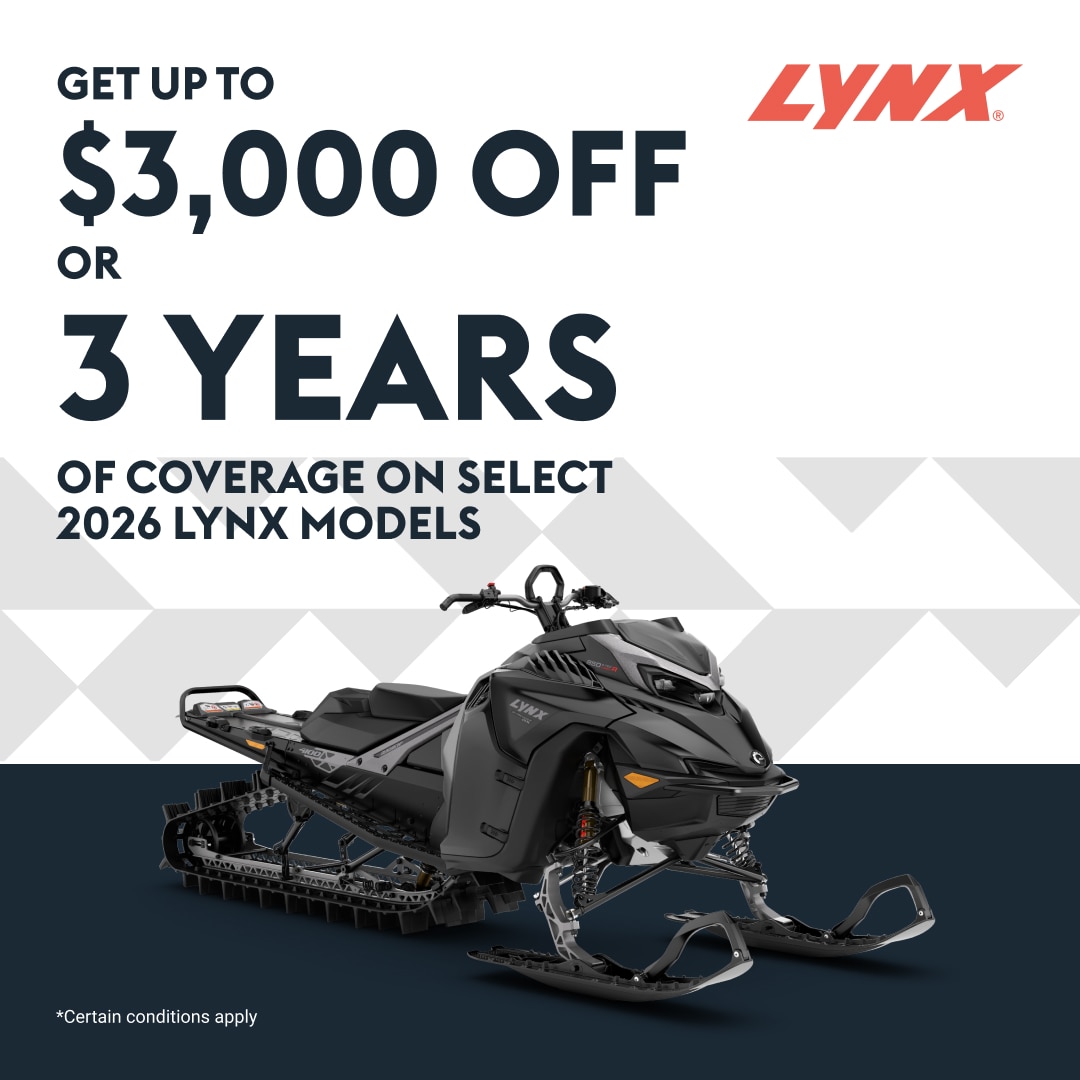 Snowmobile deals and specials offers on select 2026 Lynx models