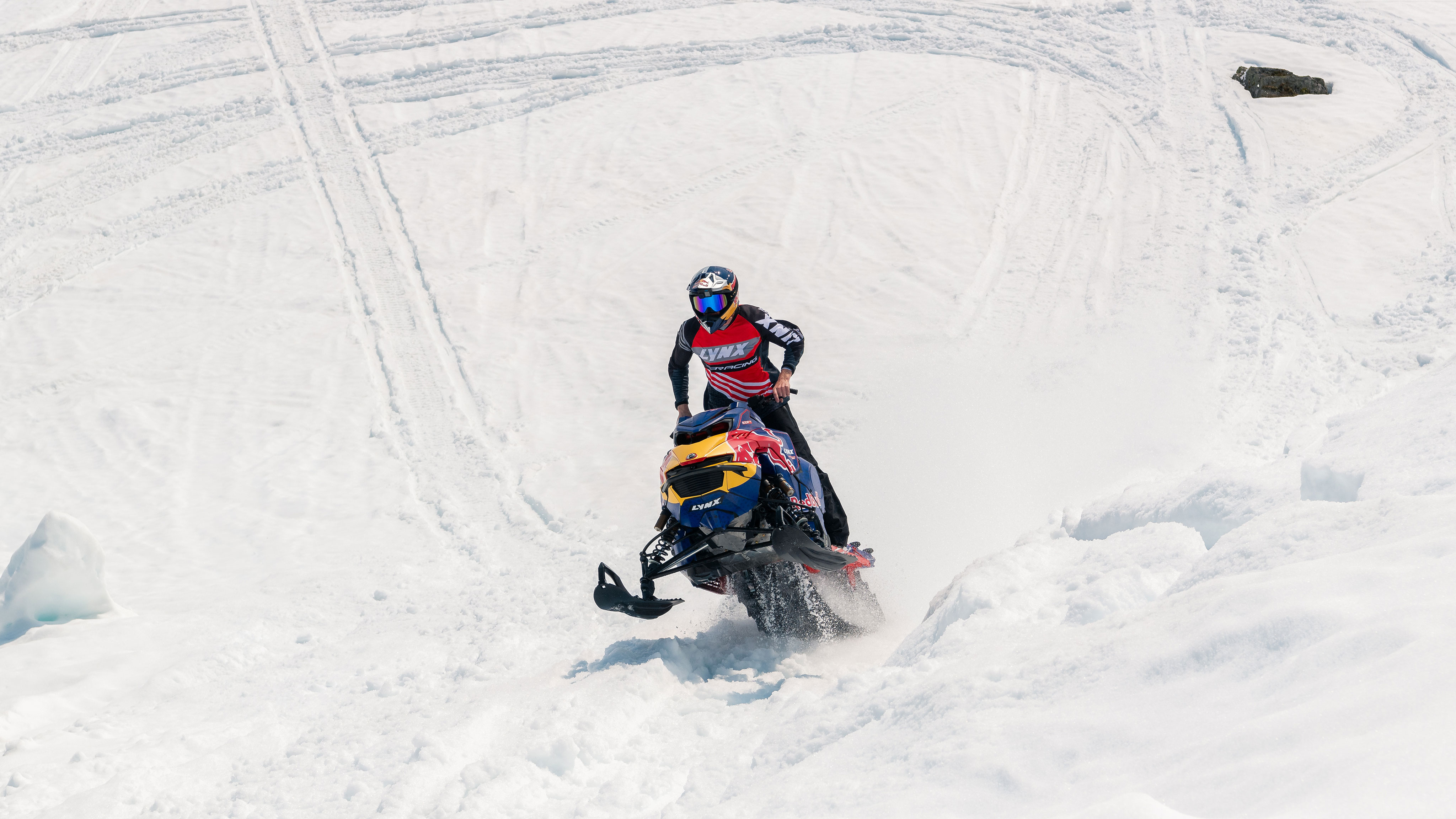 Andreas Bergmark on his Lynx snowmobile