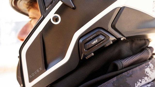 Close-Up of the Vibe Comm System on the Advex Helmet
