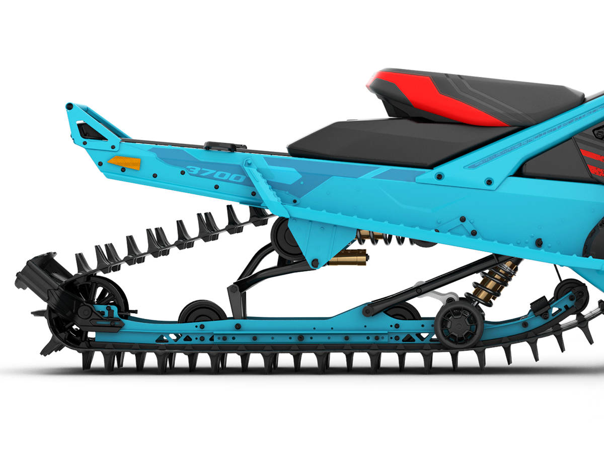 Lynx PPS² rear suspension, side view of BoonDocker 3700 snowmobile