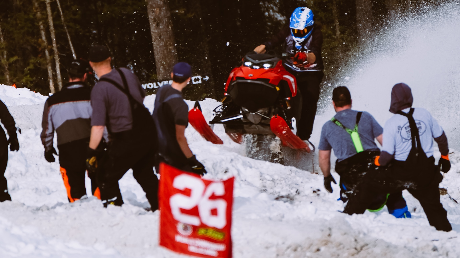 Jason Ribi racing on a Lynx snowmobile