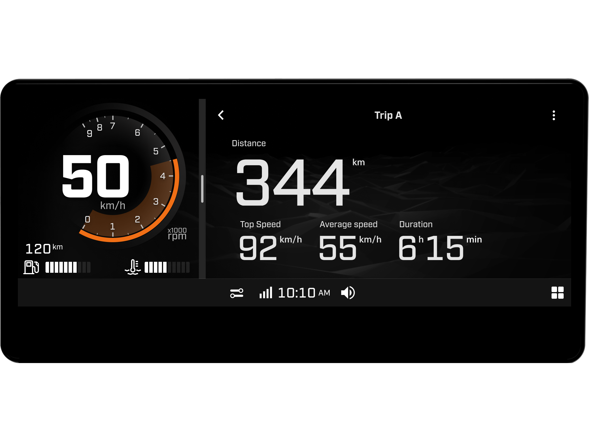 Drive statistics on the 10.25" Color Touchscreen Display with BRP Connect