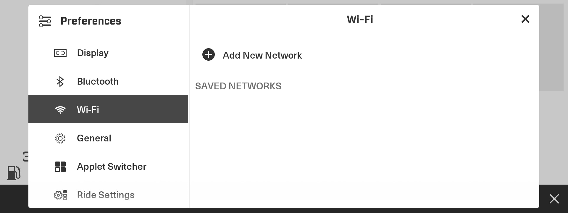 Accessing the Wi-Fi settings on the 10.25" Touchscreen Display